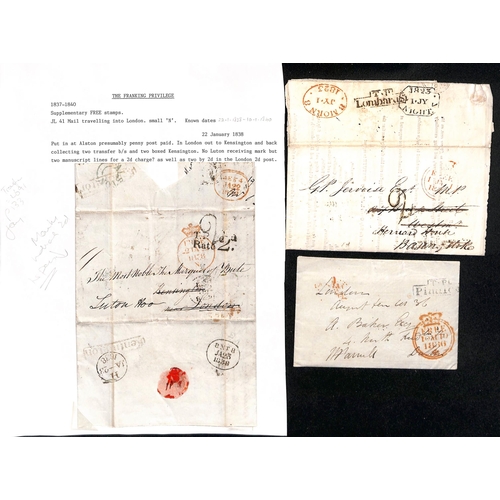 202 - 1815-39 Entire letters (12), entires (12) and envelopes (6, all very early, one with enclosed letter... 