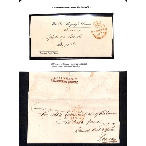 208 - General Post Office. 1820-35 Entire letters (2) and entires (2) comprising printed 