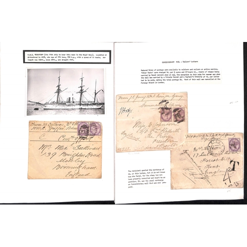 221 - 1881-1910 Covers and cards (12) and fronts (2) sent from (8) or to (6) British naval ships, three co... 