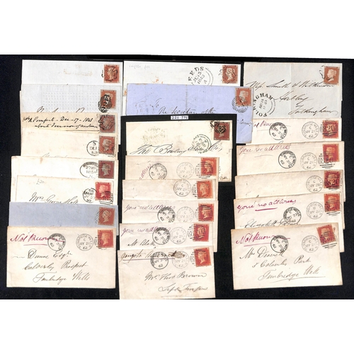 23 - 1841-72 Covers and entire letters bearing 1d reds, comprising imperf 1d (34, virtually all four marg... 