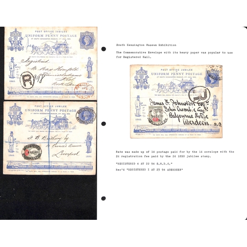 237 - 1890 Penny Post Jubilee envelopes postally used, including registered covers sent internally franked... 