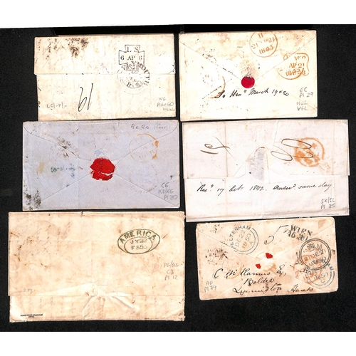 24 - 1842-56 Entire letters (2), entire and covers (3) all from abroad, all bearing 1d reds, comprising 1... 