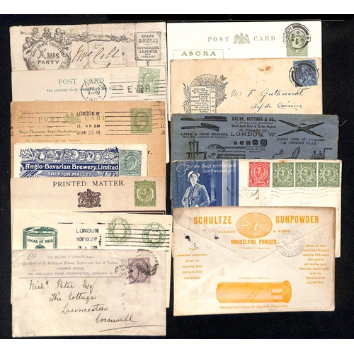 240 - 1863-c.1920 Covers (22), postcards (14) and fronts (10) with hand illustrated or printed pictorial c... 