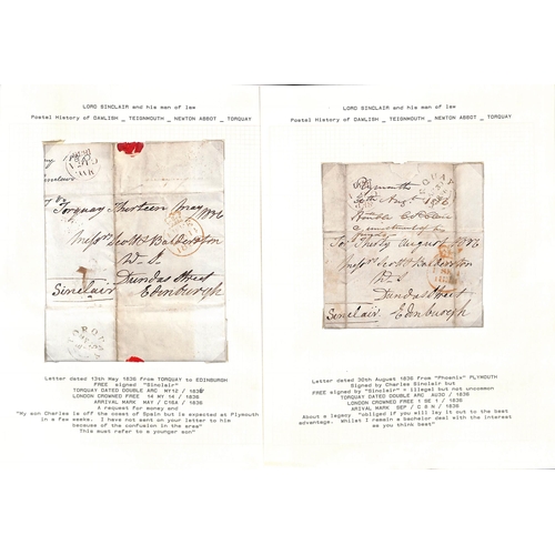 280 - Dawlish & Torquay. 1805-49 Entire letters or entires (39) and fronts (4) comprising letters written ... 