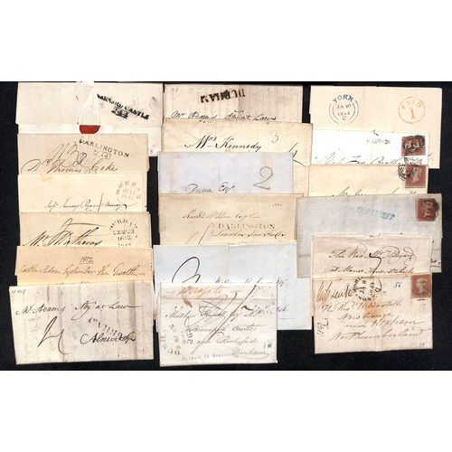 285 - 1778-1860 Entire letters and covers with prestamp, undated circles (38, including blue Croft on stam... 