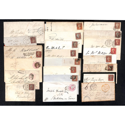 285 - 1778-1860 Entire letters and covers with prestamp, undated circles (38, including blue Croft on stam... 