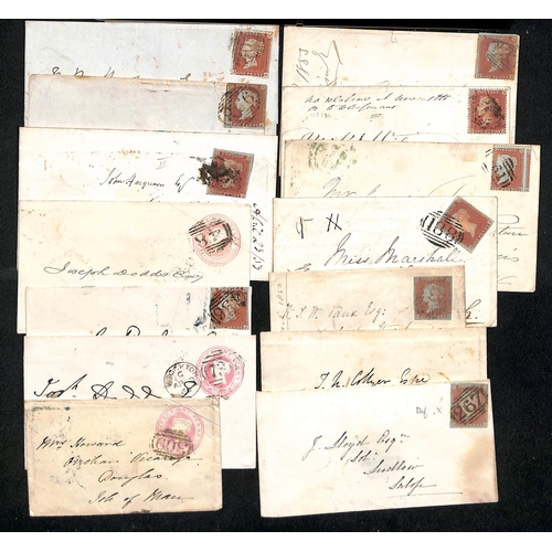 285 - 1778-1860 Entire letters and covers with prestamp, undated circles (38, including blue Croft on stam... 