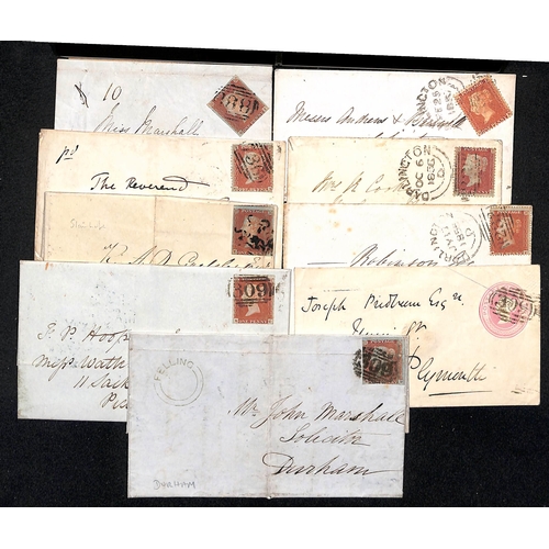 285 - 1778-1860 Entire letters and covers with prestamp, undated circles (38, including blue Croft on stam... 