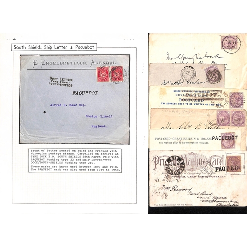 353 - Paquebots. 1899-1902 Covers and cards (8) bearing G.B 1d lilacs with Paquebot handstamps including F... 