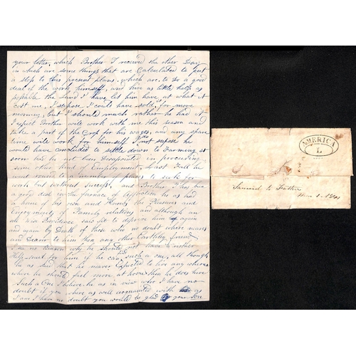 389 - America / L (P.2) / Slavery. 1841 (Mar 1) Entire letter from Great Falls, New Hampshire, to England,... 