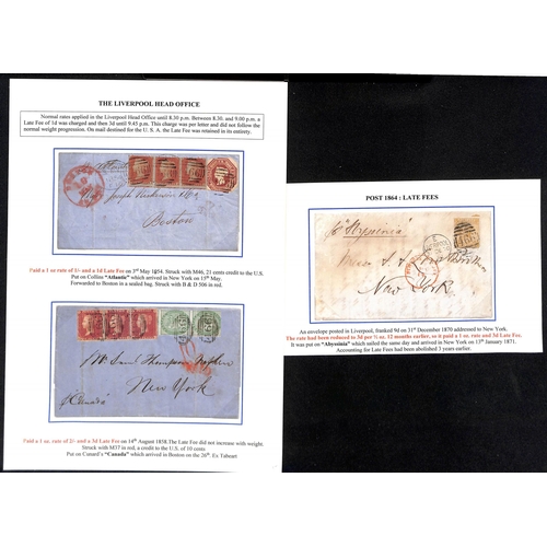 422 - 1854-70 Entire letter, entire and cover from Liverpool to USA franked 1/1 (cut to shape 10d + 1d str... 