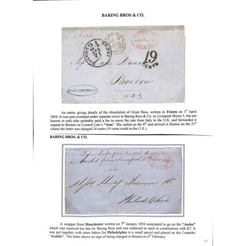 436 - Baring Bros. 1854-72 Entire letters comprising 1854 letter from Manchester to Philadelphia inscribed... 