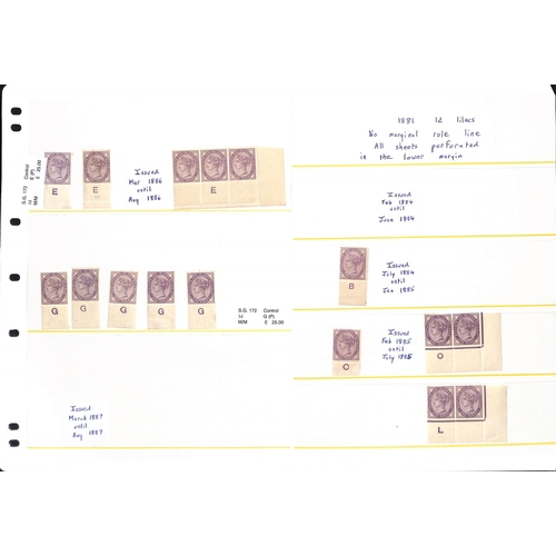 53 - 1881 1d Lilac die II, mint Controls comprising singles (177), pairs (33), strips (14) and blocks (2)... 