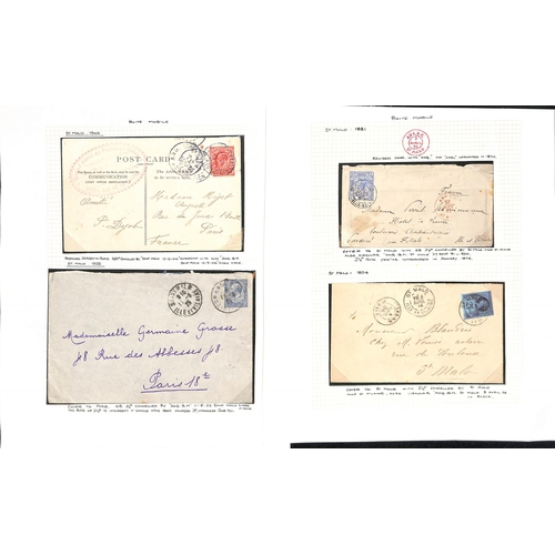 536 - St. Malo. 1881-1925 Covers (3) and picture postcards (3), comprising 1881 cover franked 2½d pla... 