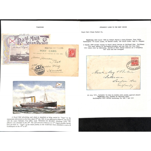 618 - Barbados. 1902-11 Covers (4) and a picture postcard comprising 1914 stampless cover to London endors... 