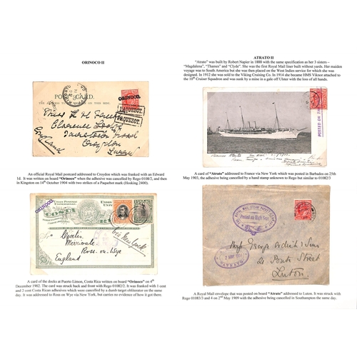 630 - 1900-56 Covers and cards posted at sea with cachets from many ships including Segura, Trent, Atrato,... 