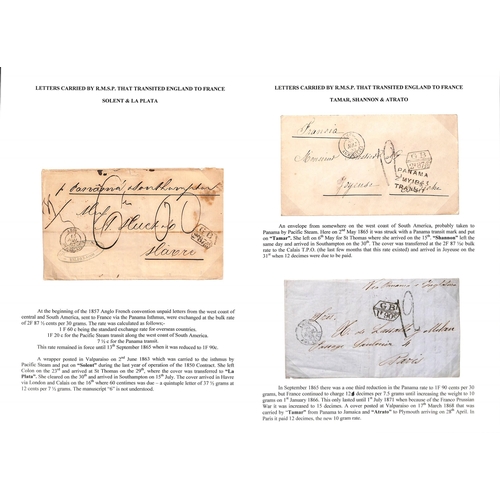 639 - Mail to France. 1850-66 Stampless entire letters (9) and entires (7) from Chile (7), Brazil (3), Arg... 