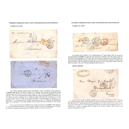 639 - Mail to France. 1850-66 Stampless entire letters (9) and entires (7) from Chile (7), Brazil (3), Arg... 