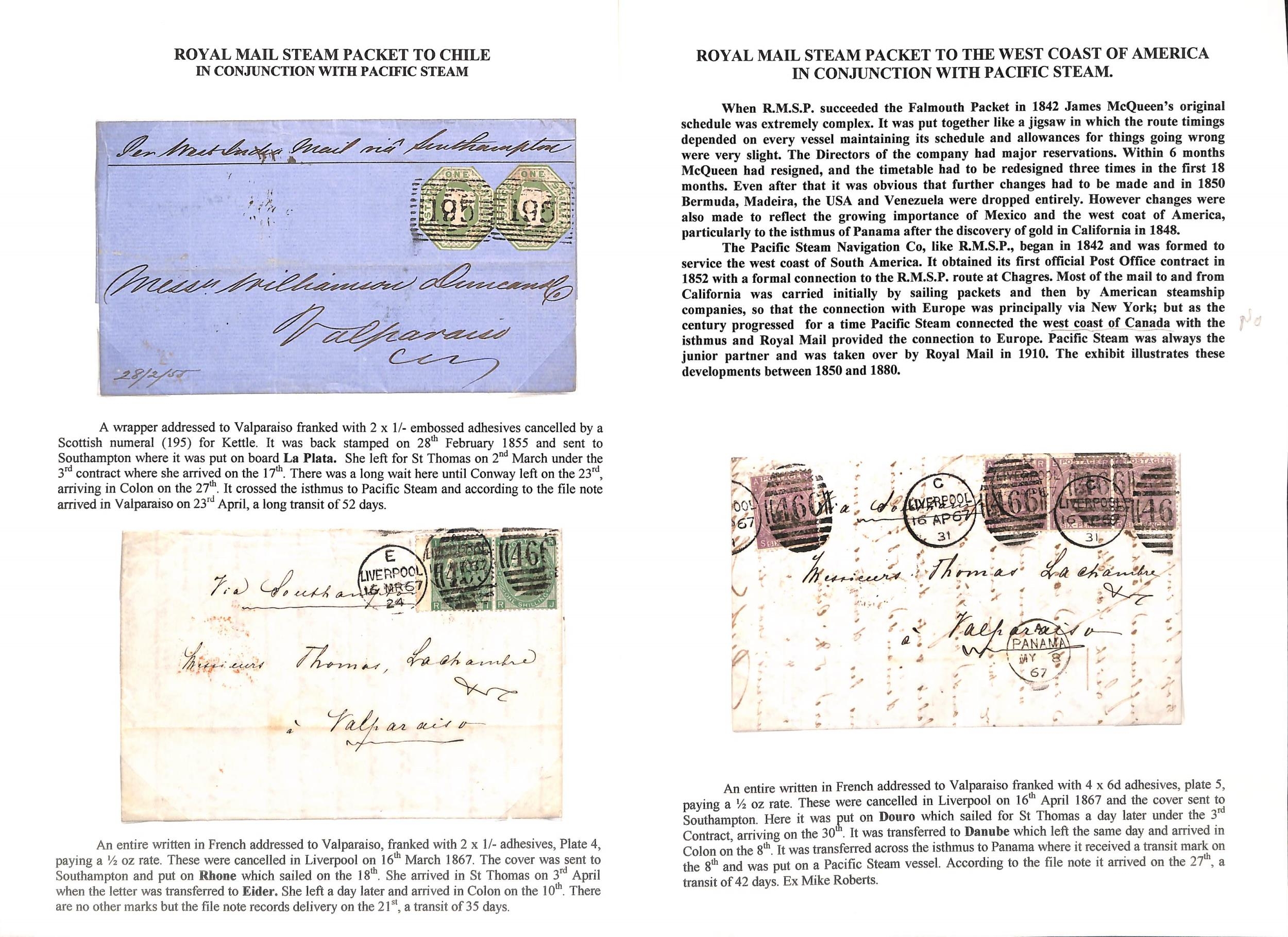 chile-g-b-1855-67-entire-letters-2-entires-2-and-a-cover-faults
