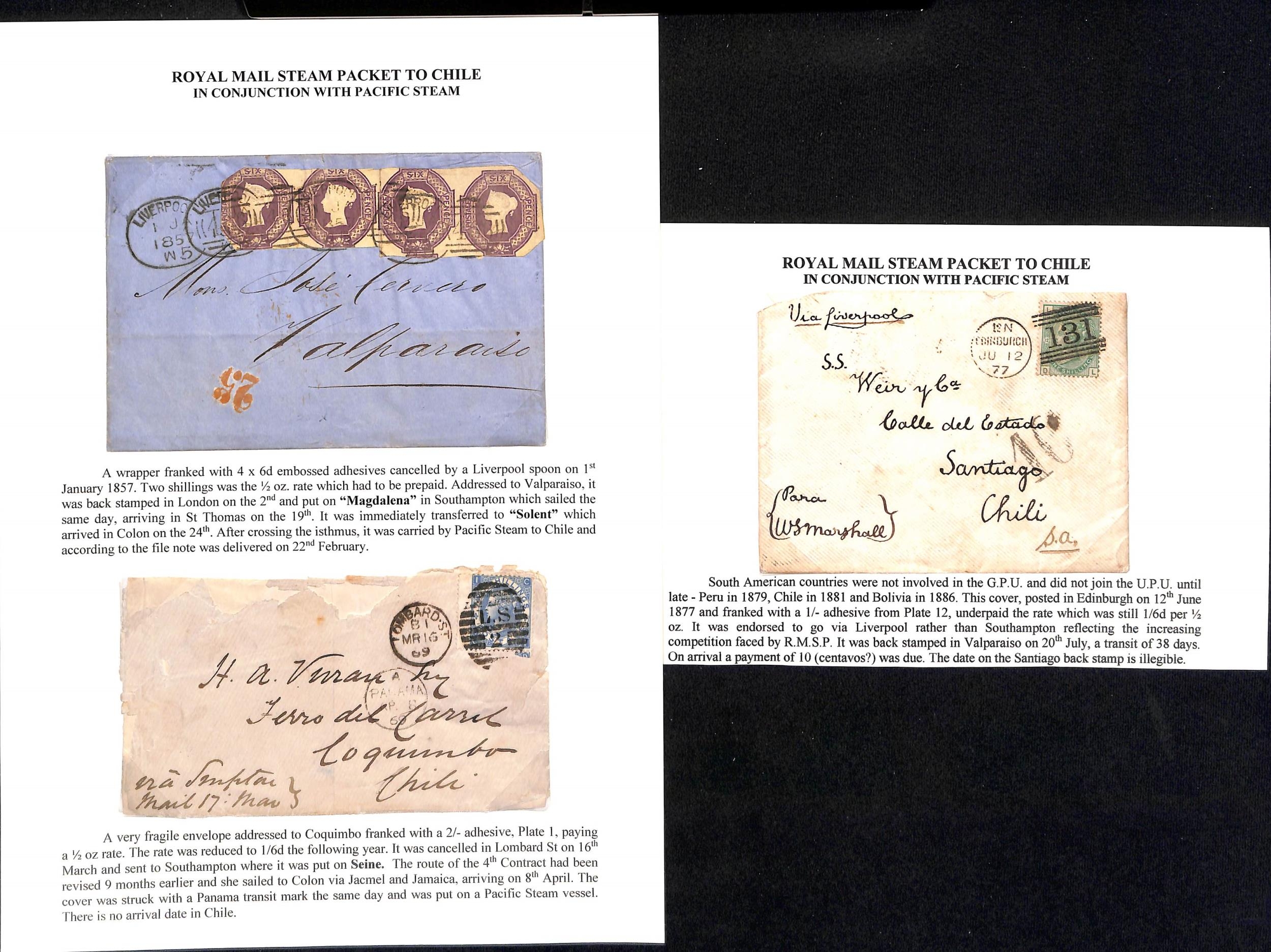 chile-g-b-1855-67-entire-letters-2-entires-2-and-a-cover-faults