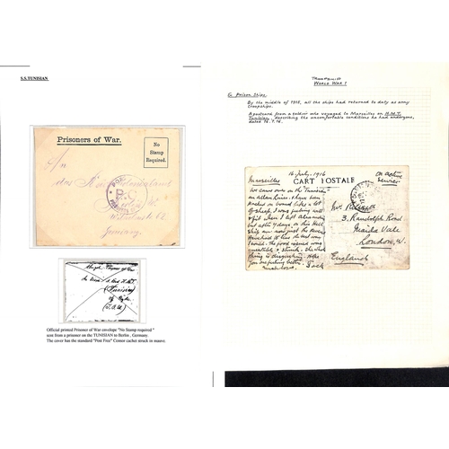 725 - Tunisian. 1915 Stampless cover to Belfast with Ryde c.d.s and violet oval 