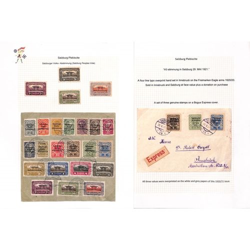 873 - 1920-21 Local issues and overprints including Spielfeld overprints on cover (16 values), Carinthia P... 