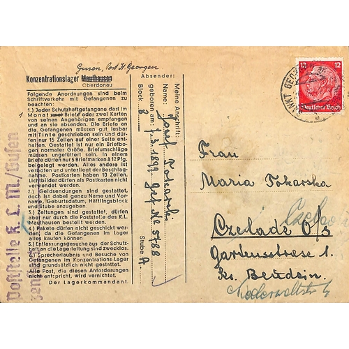 883 - World War Two. 1941-45 Covers and cards including lettersheets (4) and a cover from Mauthausen (3) o... 