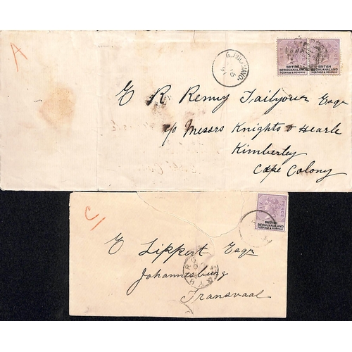 914 - Gubulawayo/Rhodesia. 1891 Covers to Kimberley (2) or Johannesburg, the two long covers to Kimberley ... 