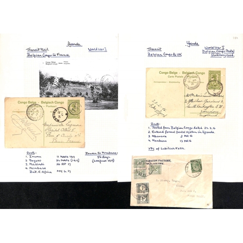 938 - 1913-64 Covers and cards including 1916 Congo 5c card cancelled at Mbarara in Uganda, 1913-17 5c car... 