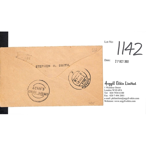 1142 - 1927 (Nov 3) Saigon to Paris return flight by Capt. Leon Challe, cover carried on the Calcutta to Ka... 