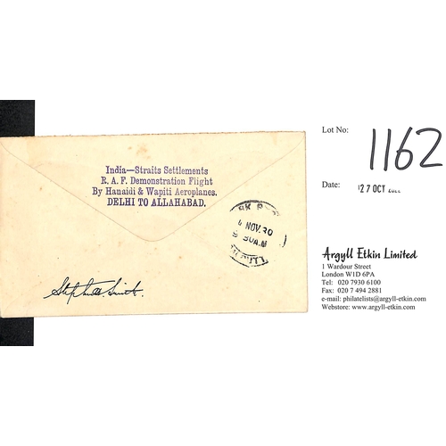 1162 - 1930 (Nov 1) Karachi to Singapore R.A.F flight, cover flown on the Delhi to Allahabad leg with a fli... 