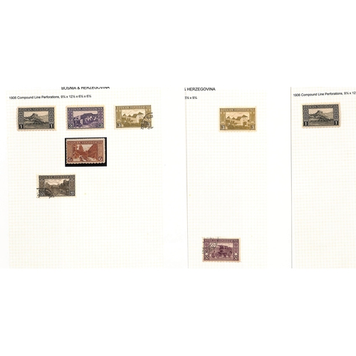 875 - Bosnia-Herzegovina. 1894-1918 Specialised collection in an album with 1900-05 perf 6½ stamps, p... 