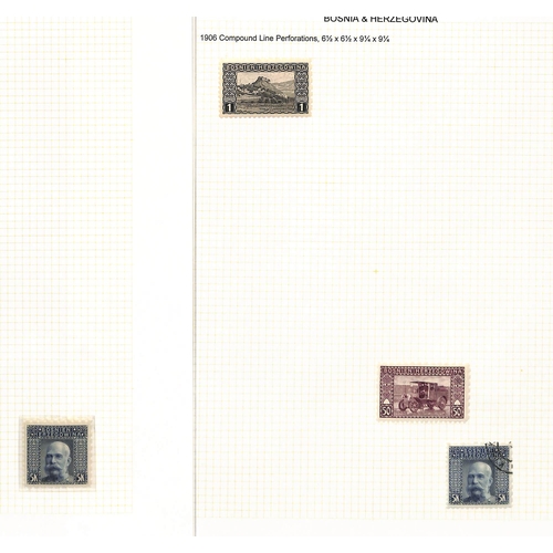 875 - Bosnia-Herzegovina. 1894-1918 Specialised collection in an album with 1900-05 perf 6½ stamps, p... 