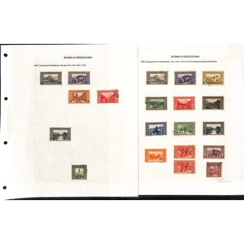 875 - Bosnia-Herzegovina. 1894-1918 Specialised collection in an album with 1900-05 perf 6½ stamps, p... 