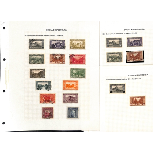 875 - Bosnia-Herzegovina. 1894-1918 Specialised collection in an album with 1900-05 perf 6½ stamps, p... 