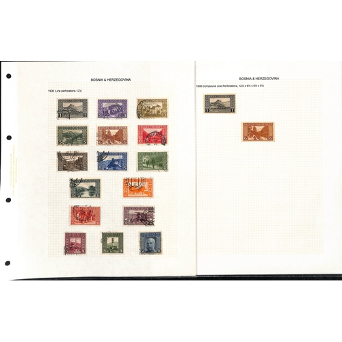 875 - Bosnia-Herzegovina. 1894-1918 Specialised collection in an album with 1900-05 perf 6½ stamps, p... 