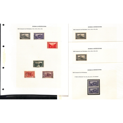 875 - Bosnia-Herzegovina. 1894-1918 Specialised collection in an album with 1900-05 perf 6½ stamps, p... 