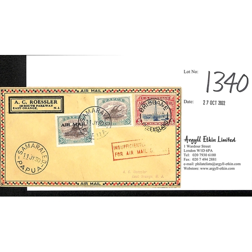 1340 - 1930 (July 11) Cover to A.C Roessler in New Jersey with 3d black and blue-green and Air Mail 3d both... 