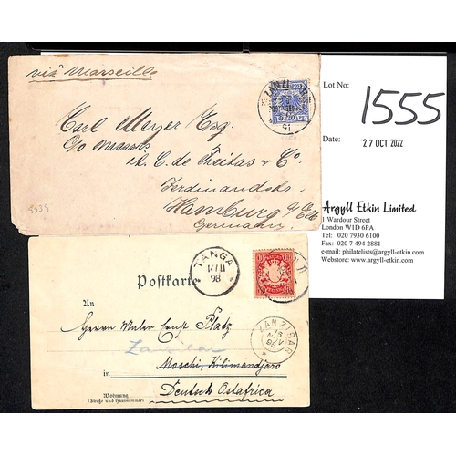 1555 - German P.O. 1891 (Feb 5) Cover to Germany franked 20pf, tied by 