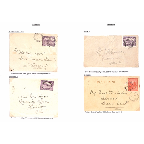 860 - Cancellations. 1899-1912 Pictorial issue, selected circular datestamp cancels on stamps (456), cover... 