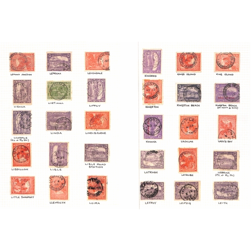 860 - Cancellations. 1899-1912 Pictorial issue, selected circular datestamp cancels on stamps (456), cover... 