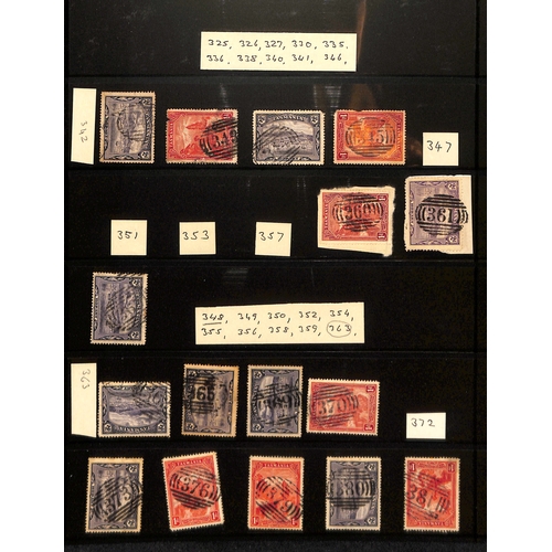 861 - Cancellations. 1899-1912 Pictorial issue, numeral cancels on stamps from 1 - 382, some scarce cancel... 