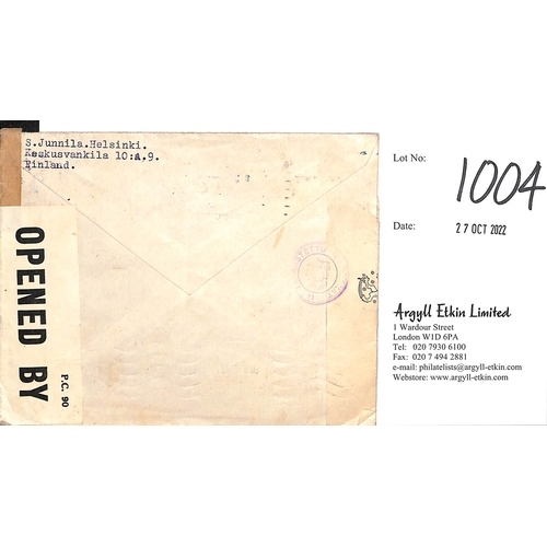 1004 - P.O Box 506. 1942 (Aug 18) Cover from Helsinki to P.O Box 506, Lisbon, the Thomas Cook forwarding ad... 