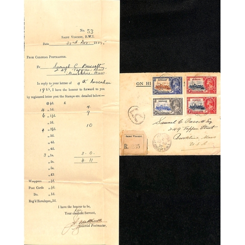 790 - West Indies. 1935 O.H.M.S Covers bearing Silver Jubilee stamps, mostly to the USA, all with enclosed... 