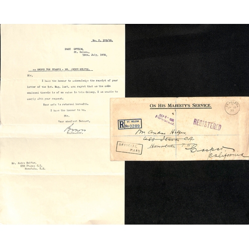 792 - South Atlantic. 1935 O.H.M.S Covers from Ascension, St. Helena (3) or Falkland Islands all registere... 