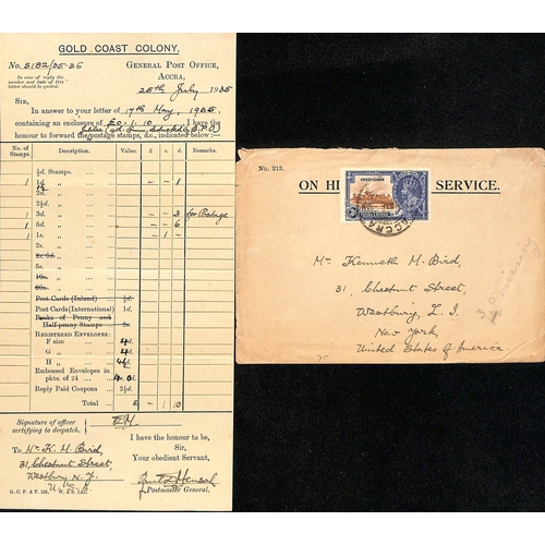 794 - Africa. 1935 O.H.M.S Covers bearing Silver Jubilee stamps, all with enclosed receipts for the purcha... 