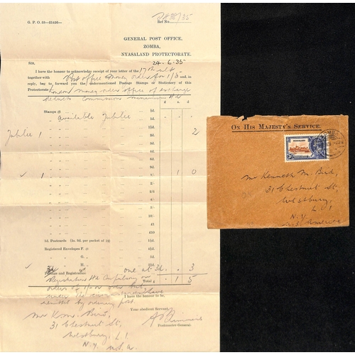 794 - Africa. 1935 O.H.M.S Covers bearing Silver Jubilee stamps, all with enclosed receipts for the purcha... 