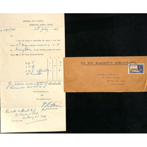 794 - Africa. 1935 O.H.M.S Covers bearing Silver Jubilee stamps, all with enclosed receipts for the purcha... 