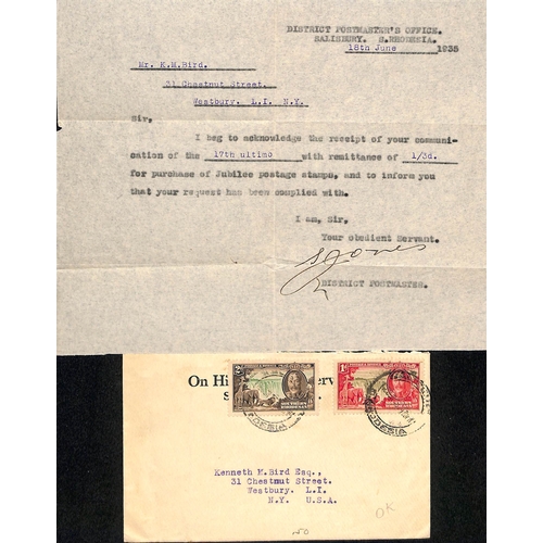 794 - Africa. 1935 O.H.M.S Covers bearing Silver Jubilee stamps, all with enclosed receipts for the purcha... 