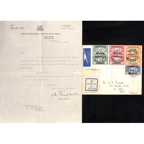 794 - Africa. 1935 O.H.M.S Covers bearing Silver Jubilee stamps, all with enclosed receipts for the purcha... 